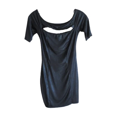 Vestido de cóctel Foreign Exchange para mujer negro sobre negro estampado de serpiente abierto talla S Foto 1 de 4