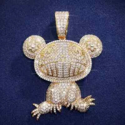 3.50Ct Round Lab Created Diamond Adorable Panda Pendant 14K Yellow Gold Plated - Image 1 of 4