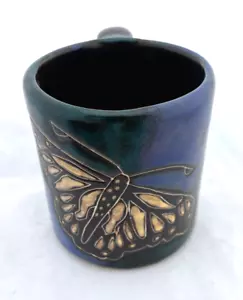 Stoneware Coffee Mug Cup Design By Mara Mexico Butterfly Blue / Green - Picture 1 of 4