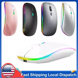 Dual - Mode Wireless Bluetooth Mouse Rechargeable Silent Ergonomic For Laptop PC - Picture 1 of 21
