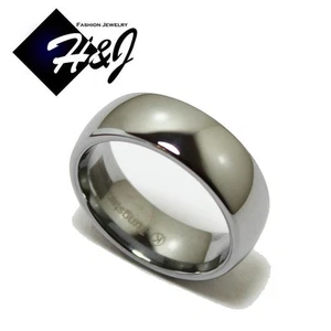 MEN's Tungsten Carbide 8mm Plain Simple Wedding Band Ring Size 8-13 - Picture 1 of 2