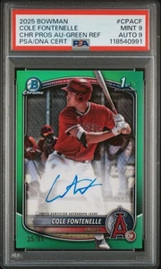 Cole Fontenelle – 2025 Bowman Chrome 1st Green Refractor Auto /99 PSA 9/9 - Picture 1 of 2