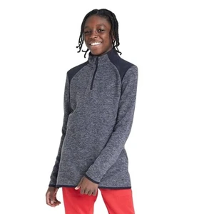 All in Motion NWT Boys' S Heathered Black Fleece 1/4 Zip Knit Stretch Sweater - Picture 1 of 5