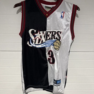 Camiseta Allen Iverson Auténtica Reebok Split Negra Blanca 76ers, Talla 44 De Colección Foto 1 de 4