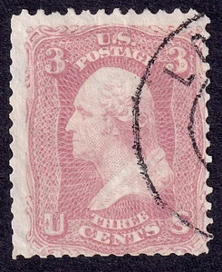 US Scott 64, 1861 Washington, 3c rose pink, USED - Picture 1 of 1