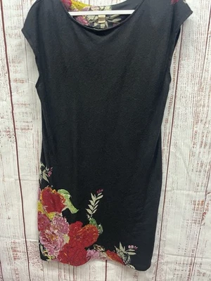 Vestido Floral Jonathan Martin Manga Corta 18W Negro Cuello Redondo Foto 1 de 4