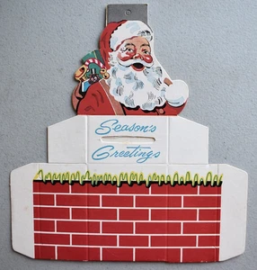 1950's Aurora IN Bank Christmas Club Cardboard Die-Cut SANTA Ornament Decoration - Picture 1 of 3