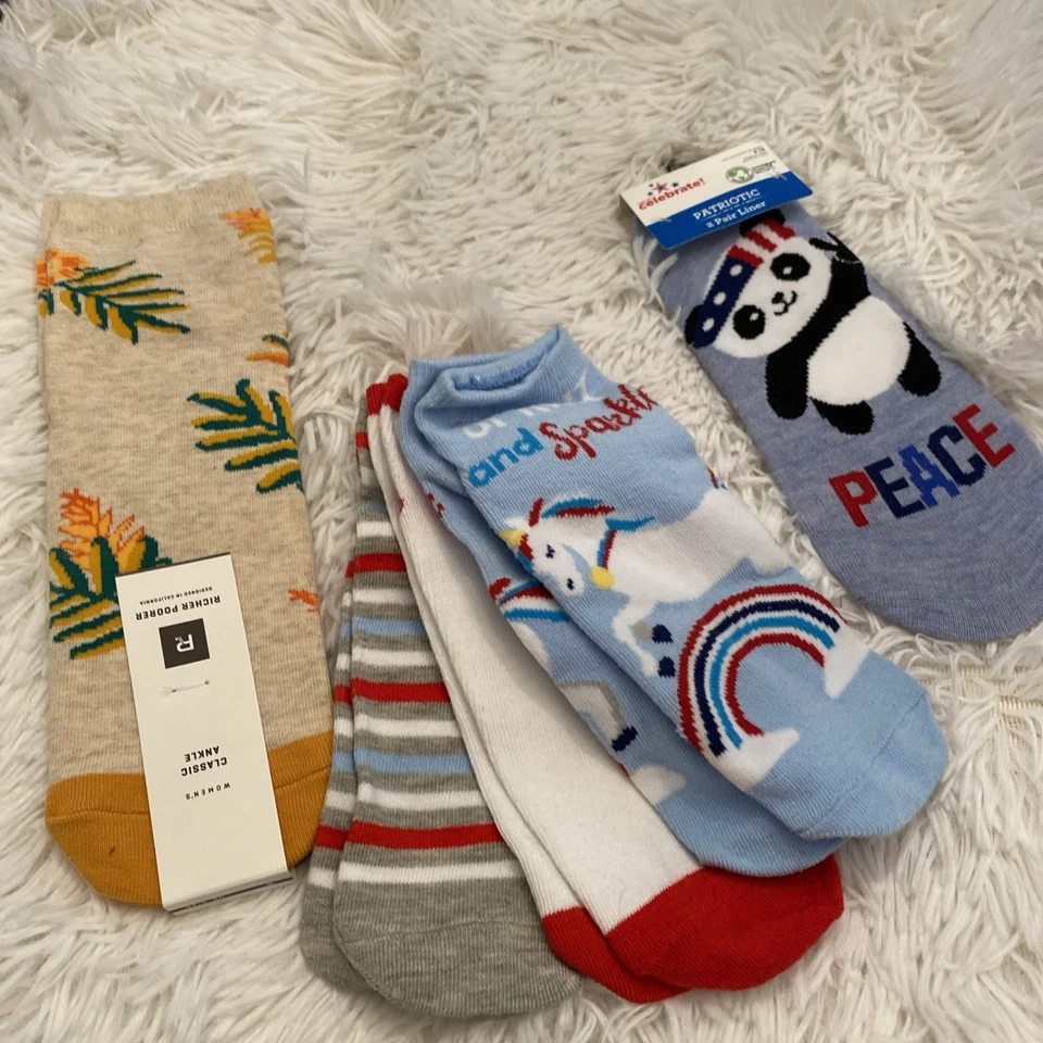 女士船袜 5 双套装适合 4-10 鞋码 1 脚踝,4 个无展示 — 第 1/4 张图片