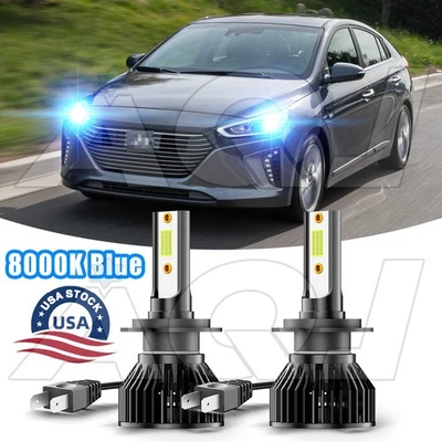 2x Ice Blue 8000k LED Headlight Bulbs Kit for Hyundai Ioniq 2018-2020 Low Beam - Image 1 of 4