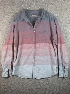 Men's XL Ocean Current Long Sleeve Shirt 100% Cotton Red Gray Blue Stripes - Picture 1 of 7