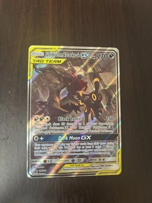 Juego de cartas coleccionables Pokémon Umbreon y Darkrai GX Black Star Promo Tag Team arte completo Holo SM241 Foto 1 de 2