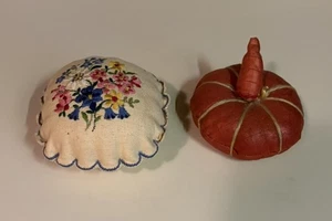 Vintage Nadelkissen, Blumenstickerei, Kürbis handgefertigt - Bild 1 von 5