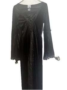 Black Velvet Vampire Gothic Witchy Dress Gown Adult Size XL Cosplay Costume long - Picture 1 of 19
