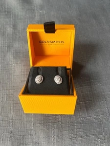 Goldsmiths White Gold Diamond 9ct Earrings - Picture 1 of 4
