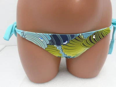 Parte inferior de bikini Sauvage lentejuelas XS aguamarina y verde patrón floral 82L Foto 1 de 4