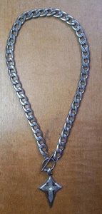 Chunky Stainless Steel North Star Cross Necklace 17" With Toggle Closure - Picture 1 of 10