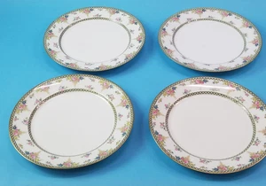 4 GDA Ch Field Limoges Speiseschrank Teller Blumenstrauß grüne Diamanten - Bild 1 von 9