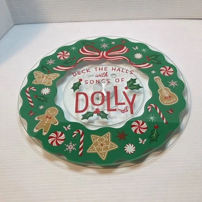 Dolly Parton 12" Glass Lazy Susan, Deck The Halls With Songs of Dolly - Image 1 of 2