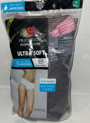 Fruit Of The Loom Women's  Size 9 Ultra Soft 4 pr Hipsters, Gray, Pink, Lavender - Image 1 of 4