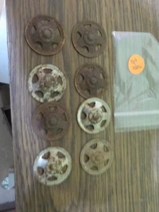vintage tonka ford truck set of 8 old rusty tranigle hub-cap for parts - Picture 1 of 9