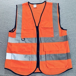 Orange Xiake Reflective Vest Pockets Size Medium 5 Pocket Safety Vest - Picture 1 of 18