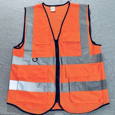 Orange Xiake Reflective Vest Pockets Size Medium 5 Pocket Safety Vest - Image 1 of 4