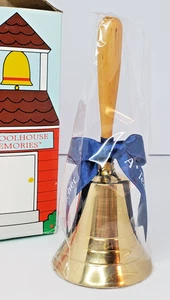 Russ Brass + Wood " A+ Teacher" School Bell Teacher Gift w/ Blue Ribbon - Picture 1 of 7