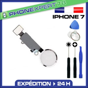 BOUTON HOME + NAPPE POUR IPHONE 7 BLANC ARGENT + KIT OUTILS  - Photo 1 sur 1