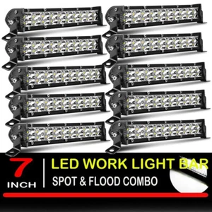10x 7inch LED Work Light Bar Flood Spot Offroad 4WD SUV Bumper Driving Fog Lamp - Bild 1 von 12