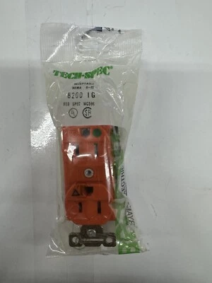Bryant 8200-IG Receptacle, 2P 3W 15A 125V Grounding, NEMA 5-15, Orange - Image 1 of 4