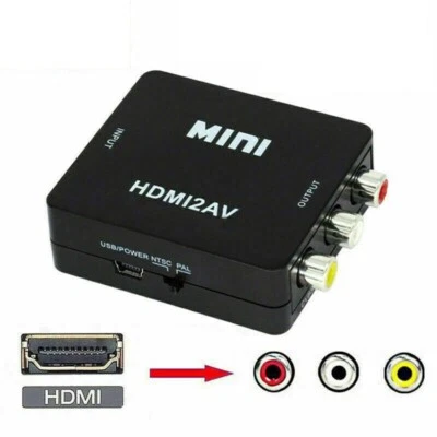 1080P Mini HDMI To RCA Audio Video AV CVBS Composite Converter Adapter For TV US - Image 1 of 4