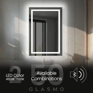 Badspiegel mit Licht Hintergrundbeleuchtung Dual LED Bluetooth Lautsprecher Wandmontage - Bild 1 von 9