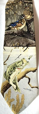 Ropa de campo - Patos - Bajo - 100% seda - 58" - Hecho en EE. UU. - Único - Nuevo sin etiquetas Foto 1 de 4