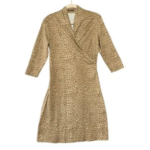 J. McLaughlin Damen Langarm Panama Animal Print Faux Wickelkleid M - Bild 1 von 6