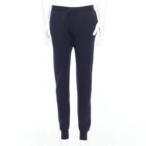 LANVIN navy soft waffle knit drawstring mid waist tapered jogger pants S - Picture 1 of 10
