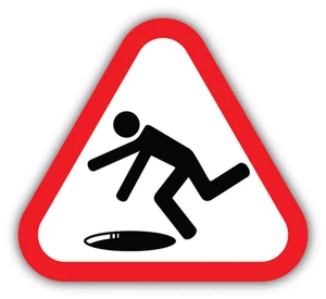 Adesivo decalcomania segnaletica avvertimento foro aperto paraurti auto 5" x 5" - Foto 1 di 1