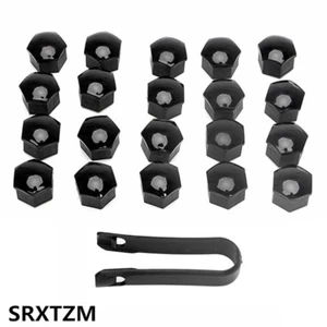 19mm MATTE BLACK PLASTIC WHEEL NUT BOLT COVERS CAPS UNIVERSAL SET FOR ANY CAR - Picture 1 of 7