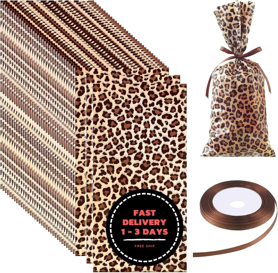 100 bolsas de celofán con estampado de leopardo para golosinas Foto 1 de 4