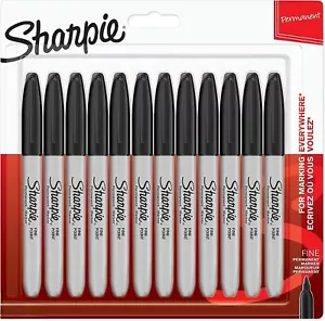 Black Sharpie Pens permanent marker Pen Fine Point Tip Markers New - Picture 1 of 9
