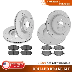 Front Rear Disc Drilled Rotors +Brake Pads for 2011 - 2014 Ford Edge Lincoln MKX - Picture 1 of 6