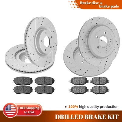 Rotores perforados de disco delantero trasero + pastillas de freno para Ford Edge Lincoln MKX 2011-2014 Foto 1 de 4