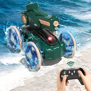 Remote Control Cars, 4WD Amphibious RC Boat For Kids, Truck With Water Spray & L - Picture 1 of 6