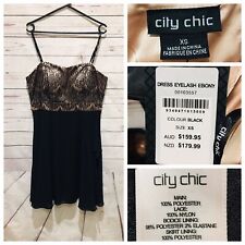 City Chic Size XS (au 14) Eyelash Ebony Fit and Flare Dress - 159.95