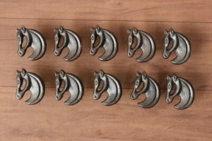Iron door knobs cast cabinet horse drawer handles pull rustic hardwar 10 pcs - Picture 1 of 12