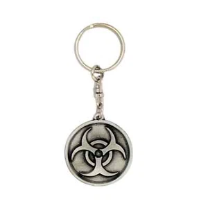 Bio Hazard Handcrafted In Solid English Pewter Key ring Hin-KR1556 - Picture 1 of 3