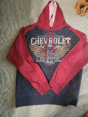 Sudadera con capucha grande GM Chevrolet roja y gris manga larga vida rápida caballos de fuerza Foto 1 de 3