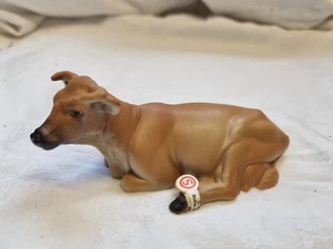 Schleich Farm Life 13201 Brown Cow Lying RETIRED animal replica figurine TAG! - Picture 1 of 9