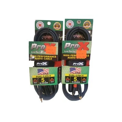 2 ProX 5FT Dual RCA Male- Dual XLR Male Cable.Gold Plated.20 AWG.Extra Duurable - Image 1 of 4