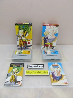 Super Famicom Games Lot of 2 Dragon Ball Z Super Butouden 1 2 CIB Tested 01 - Image 1 of 4