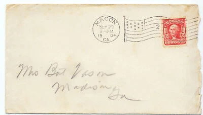 US 1904 Postal History Cover #319 Macon, Georgia to Madison Flag Cancel Z - Image 1 of 2